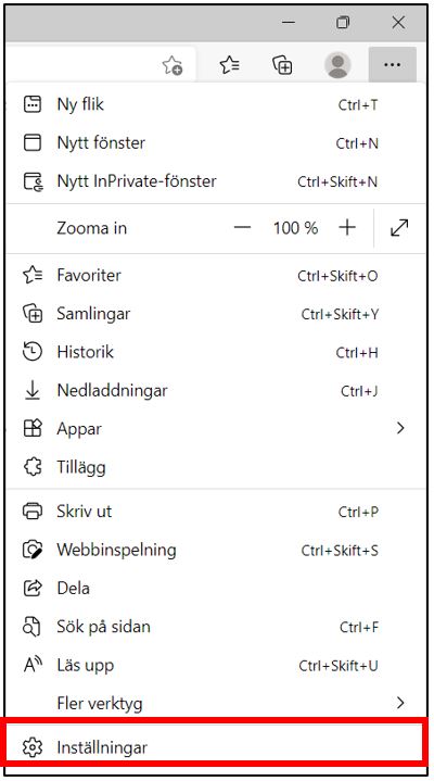 Meny Inställningar Microsoft Edge